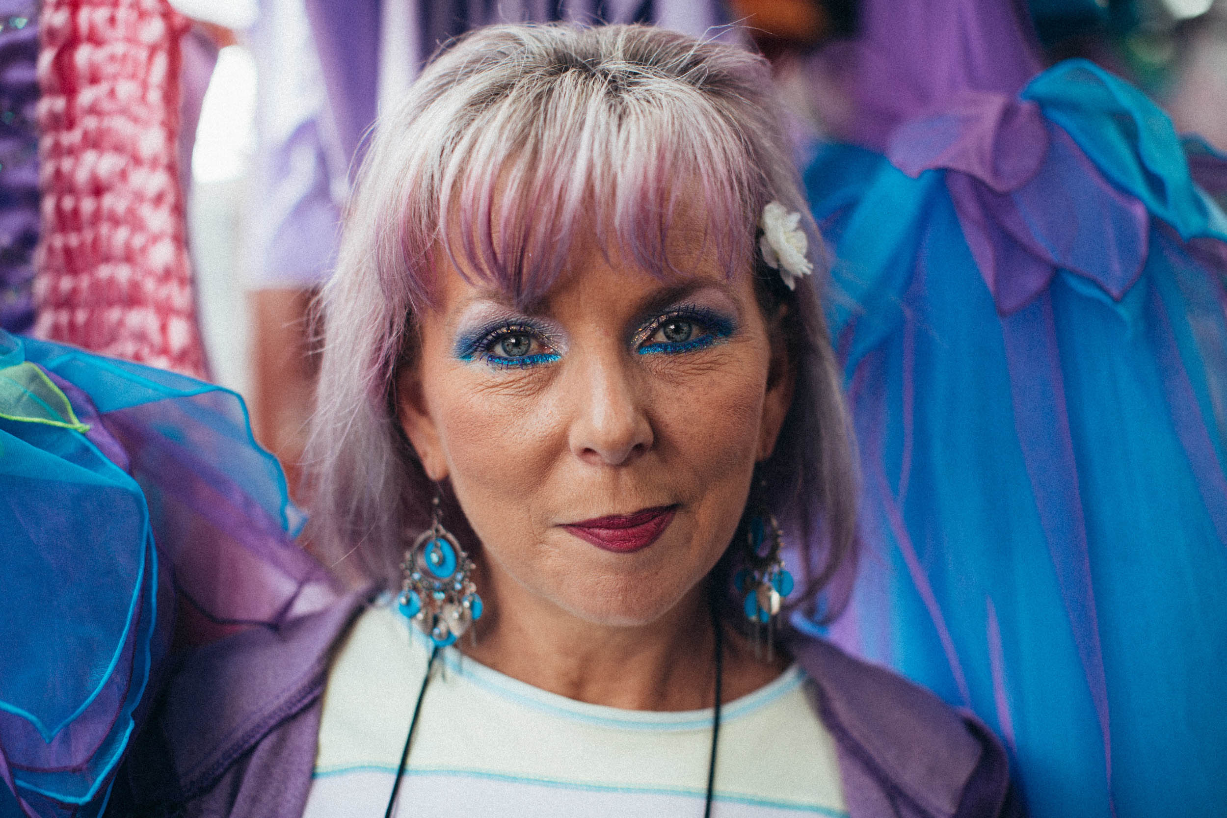 Vibrant beauty portrait with bold makeup & fabrics — studio work by Tom L A Jones, Vancouver