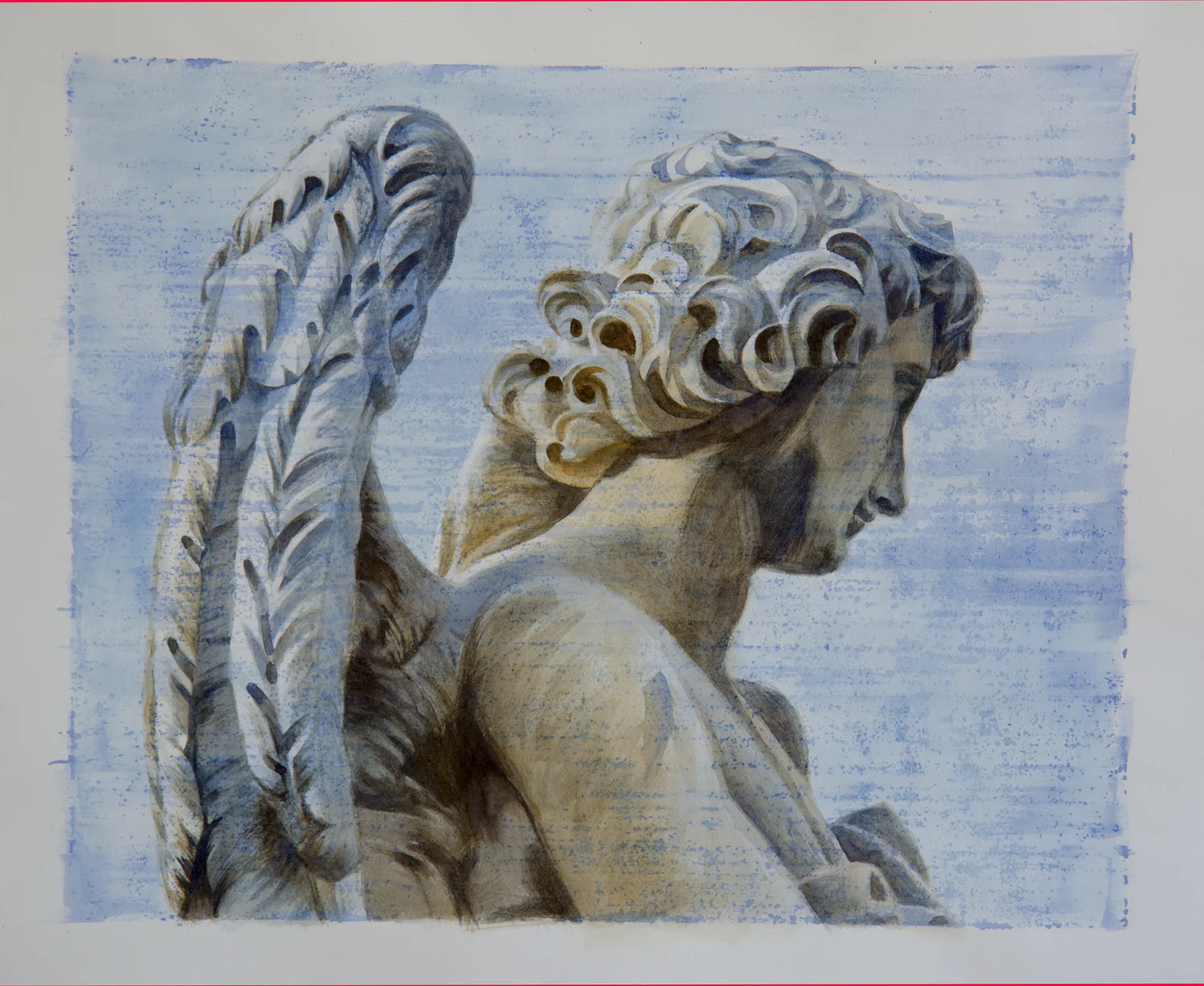 Angel (Whips) 2, Ponte St. Angelo, watercolor on paper, 18" x 22", 2015