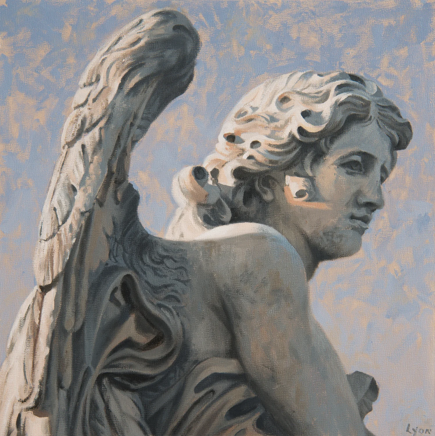 Angel (Dice) 1, Ponte St. Angelo, oil on panel, 12" x 12", 2015