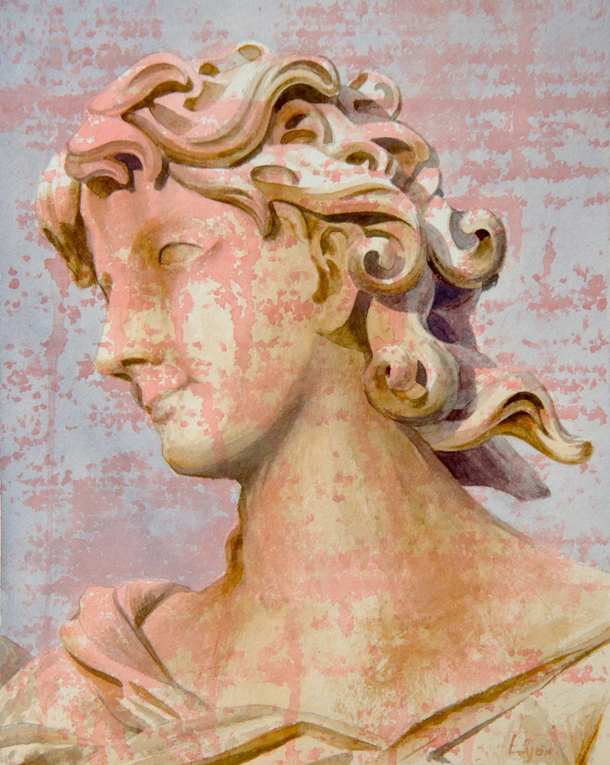 Angel (Nails) 3, Ponte St. Angelo, watercolor on paper, 11.25" x 9.25", 2014