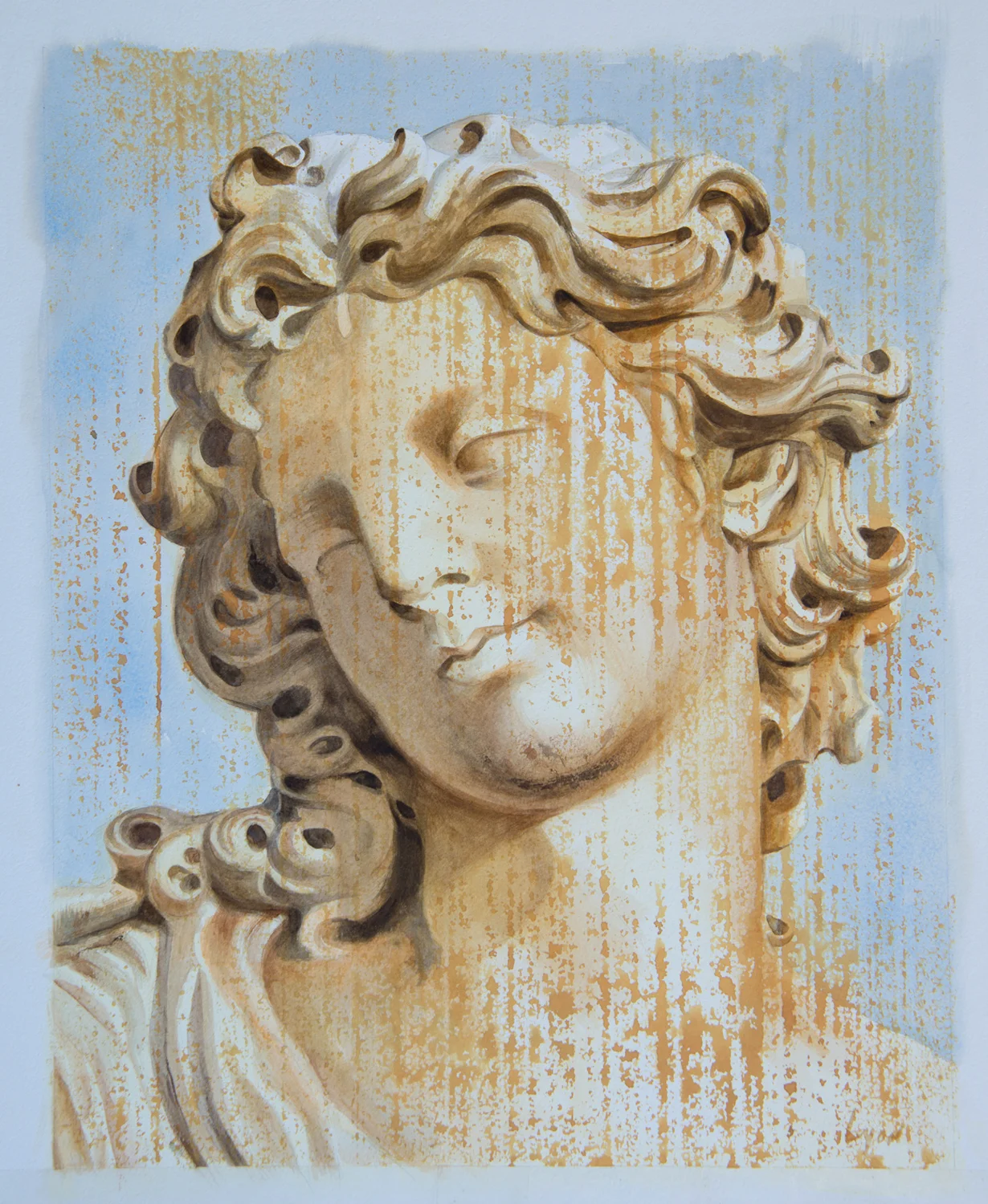 Angel (Cross) 2, Ponte St. Angelo, watercolor on paper, 24.5" x 20", 2015