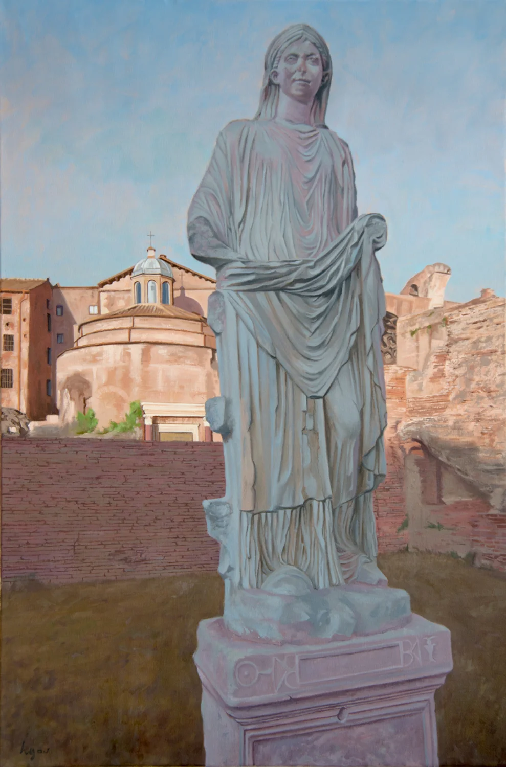 Vestal Virgin, Roman Forum, oil on linen, 36" x 24", 2015