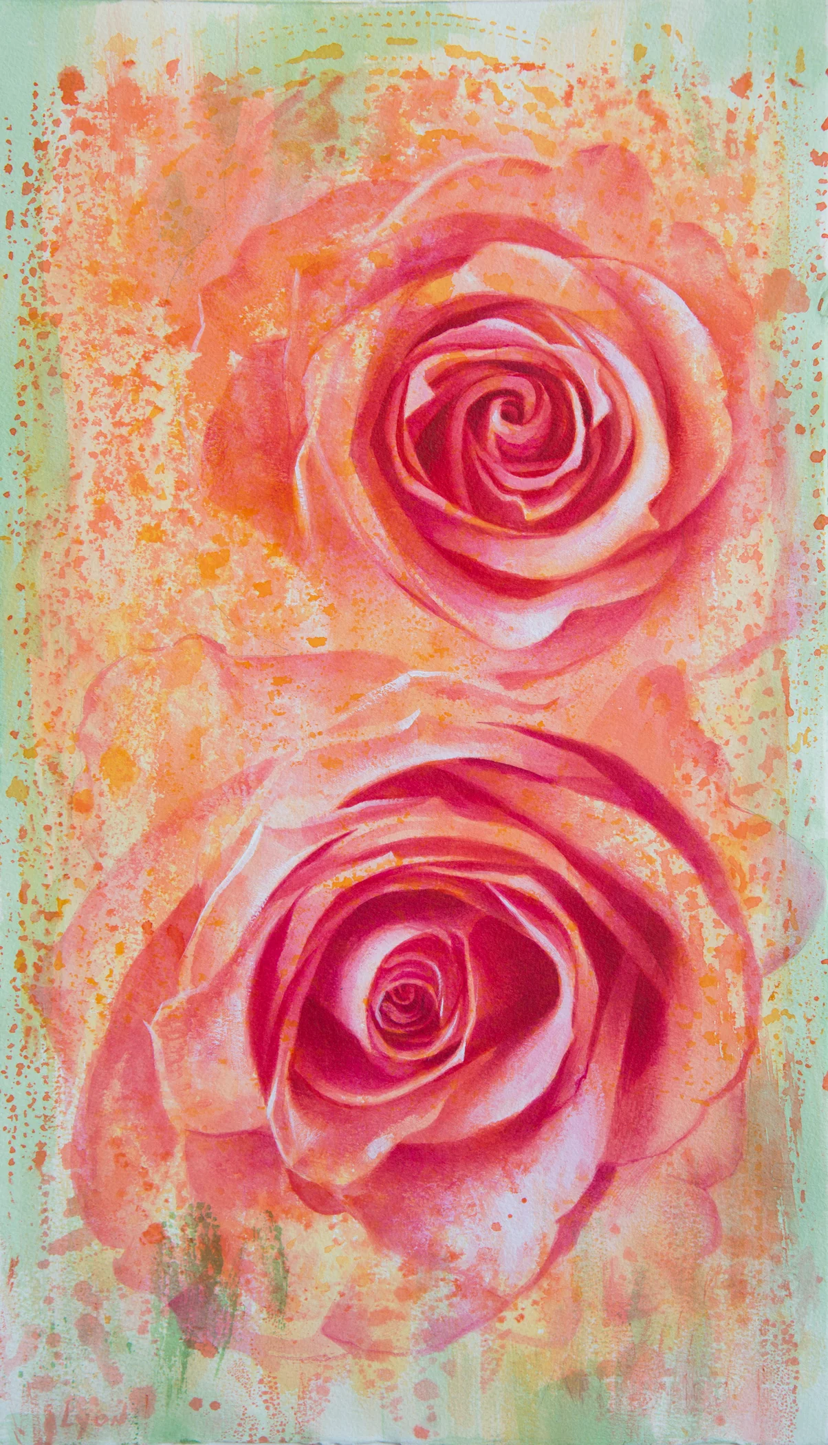 Two Roses, watercolor on paper, 20.5" x 12", 2017
