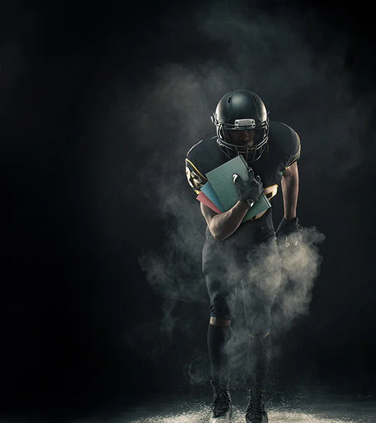 Final image, replaced football with notebooks.