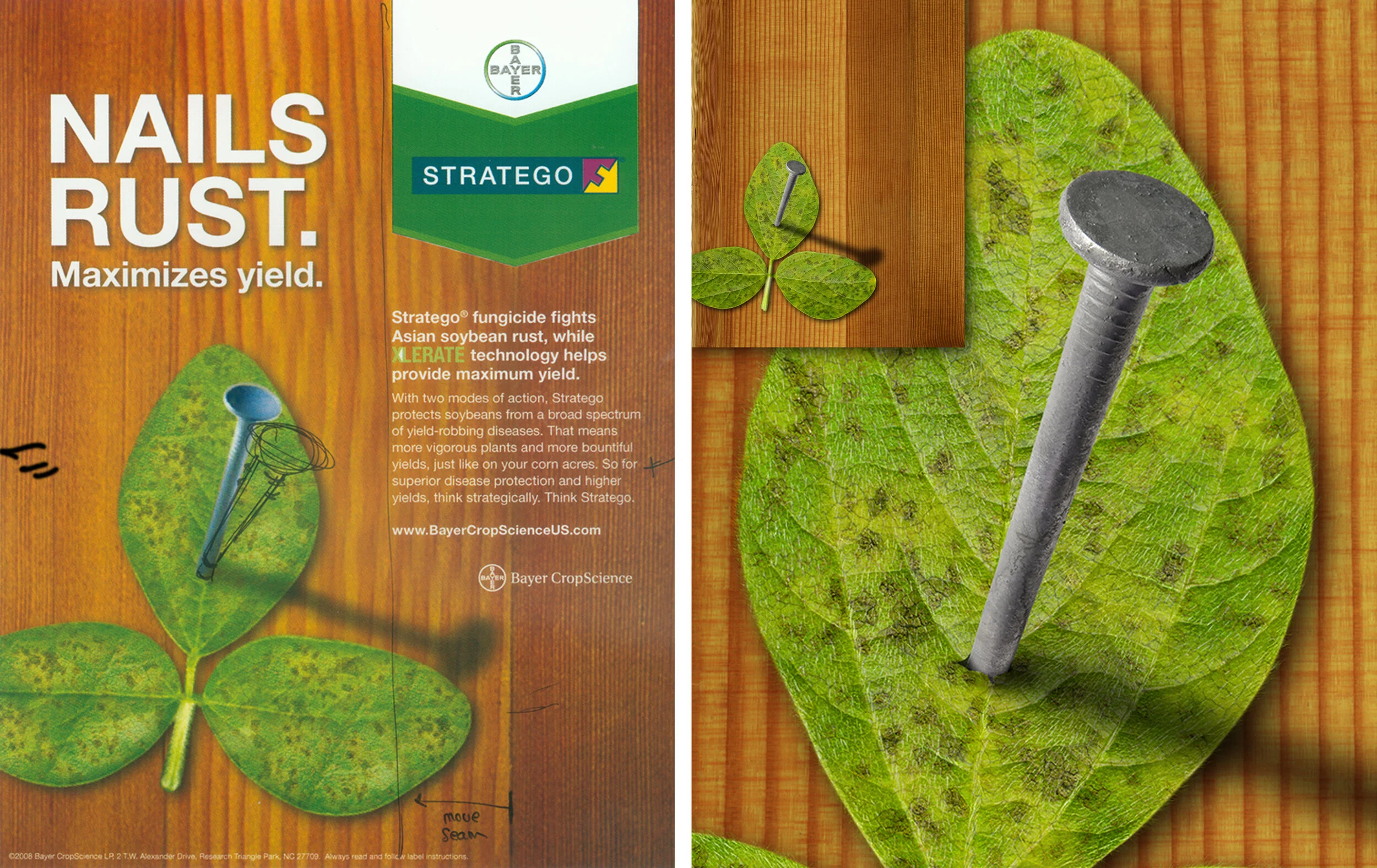 Client supplied concept on the left. Close of Retouch on the left.