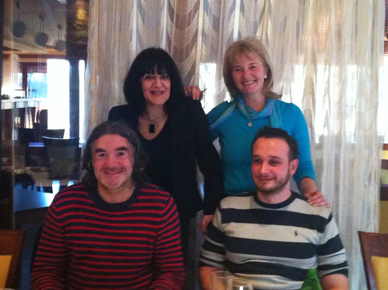 Milutin Petrović, Marko Jeftić (seated); Marija Vukajlovic and Sanja Vuković
