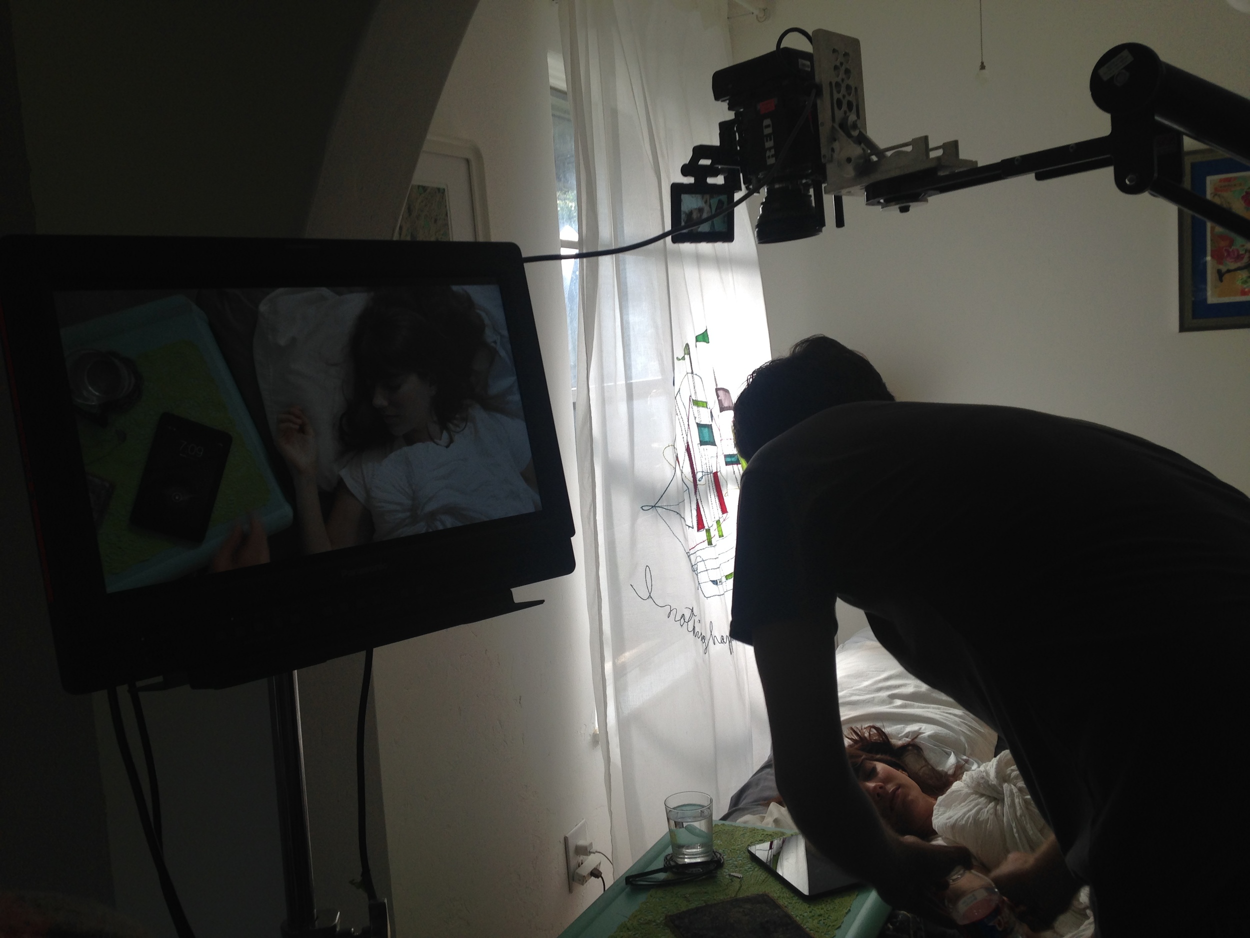 crew getting teresa ready for sleepy part of shoot 