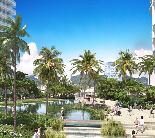 Rendering of future park proposed by the Howard Hughes Corporation.