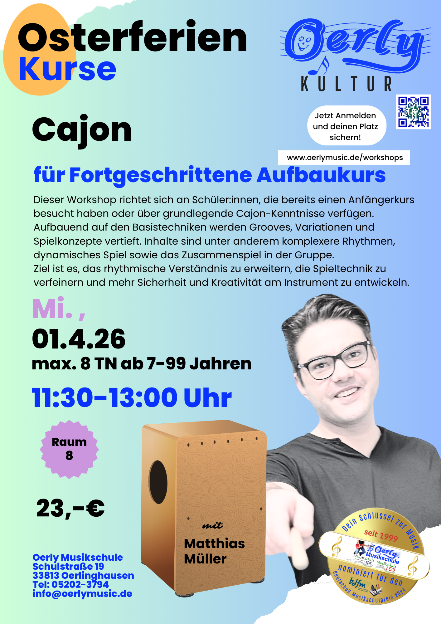 Cajon für Fortgeschrittene- Aufbau Workshop