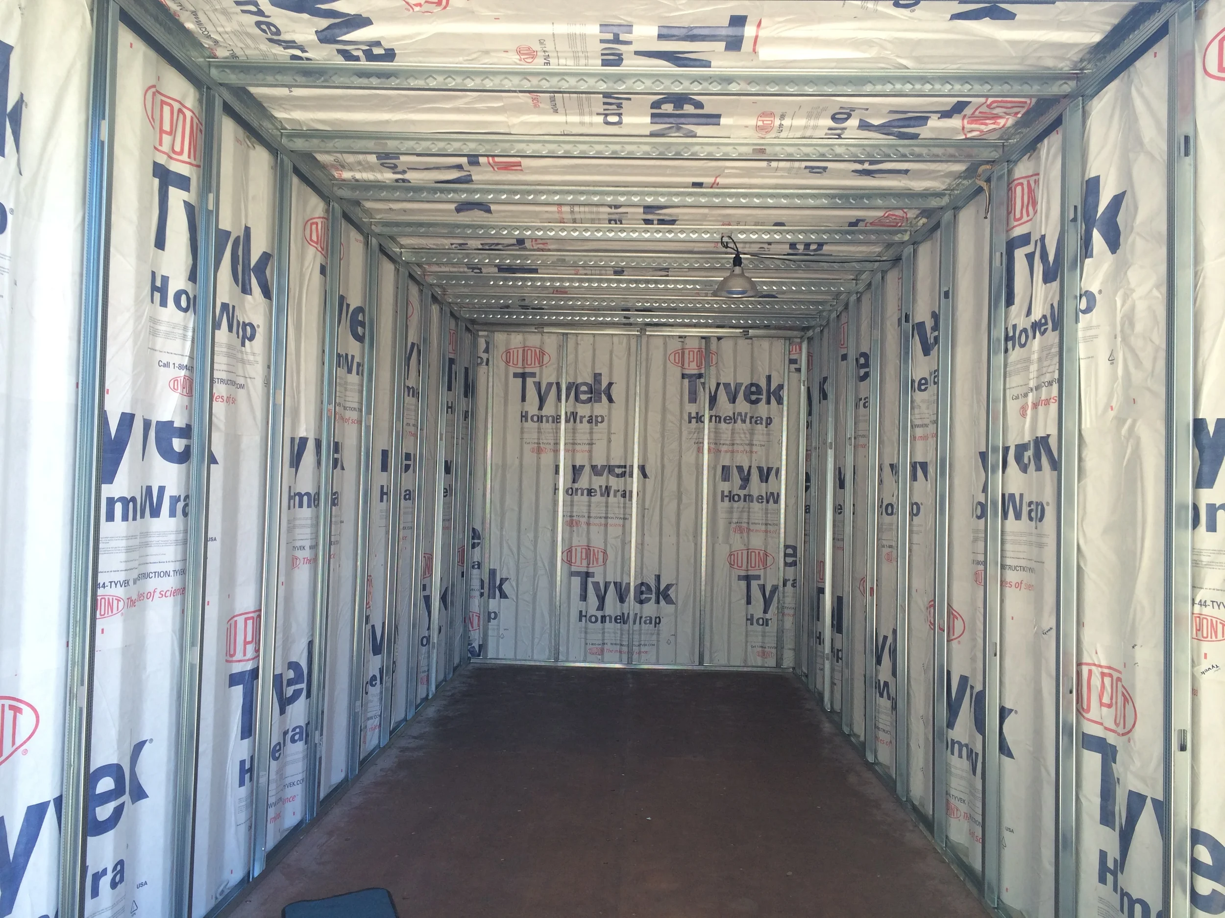 Vapor barrier installed with steel studs