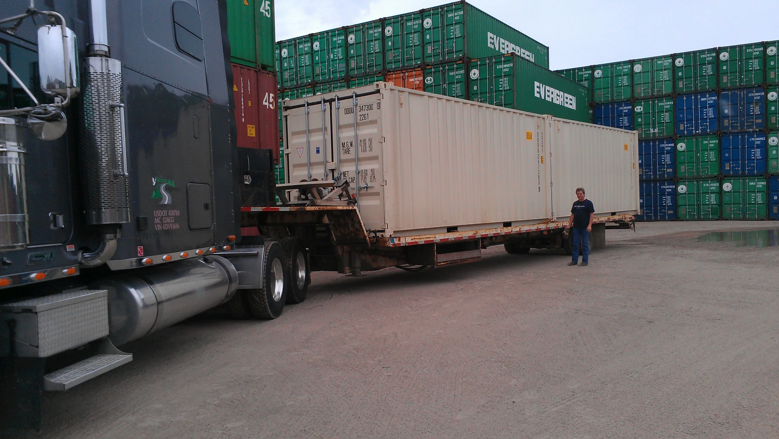 Two 20' containers ready for tiltbed delivery