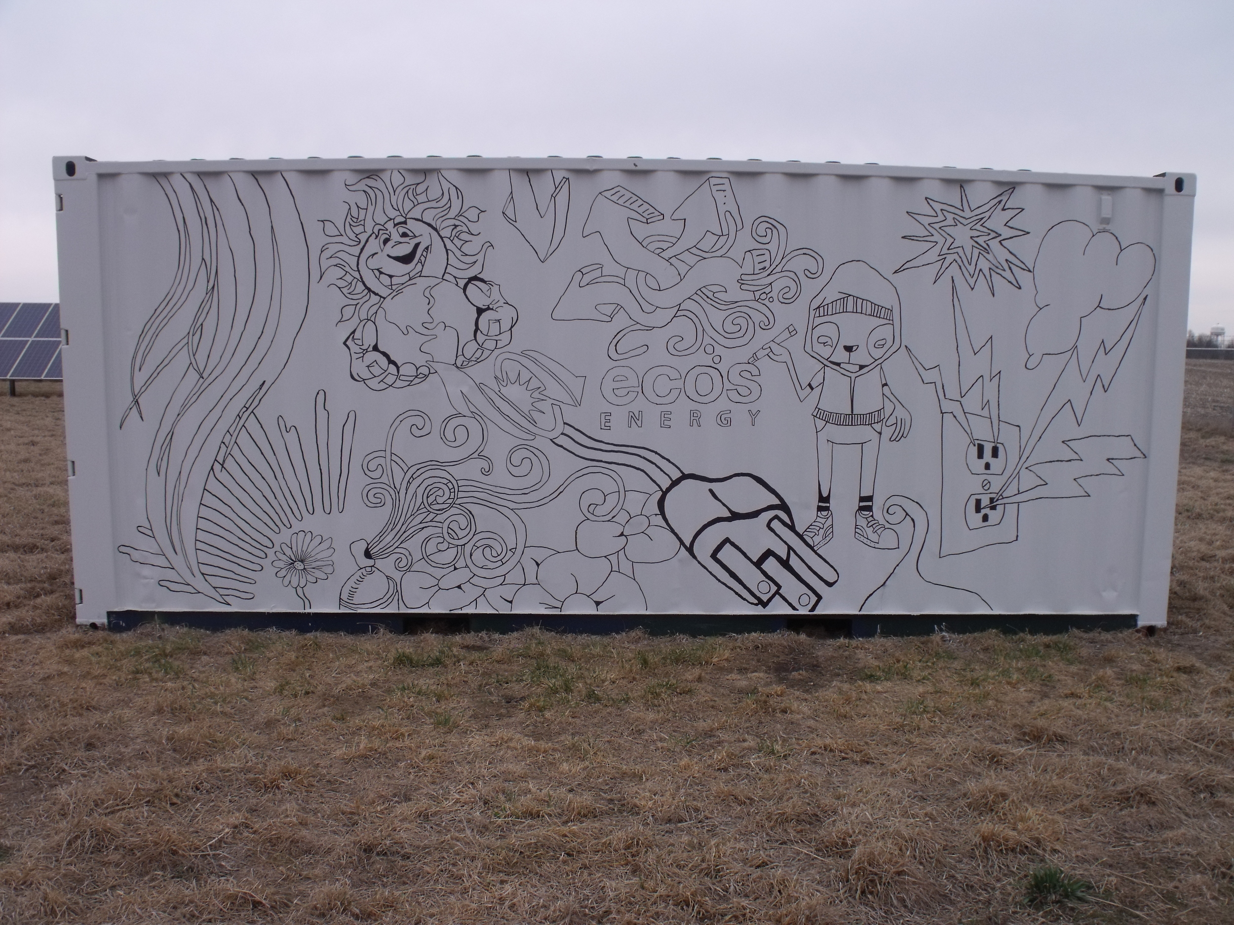 The design was first projected onto the container