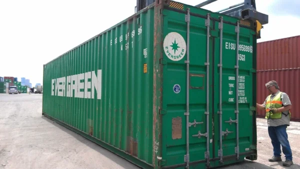 Used green 40' high cube container