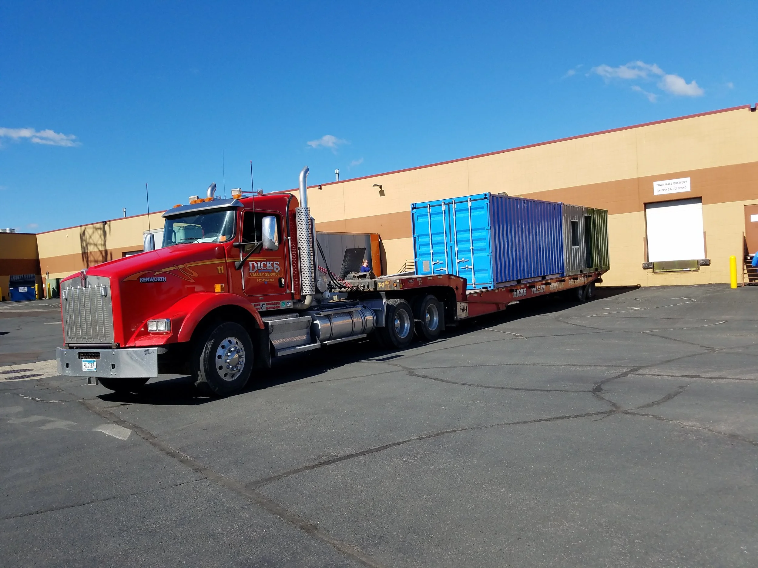 Getting into position to drop two 20' containers