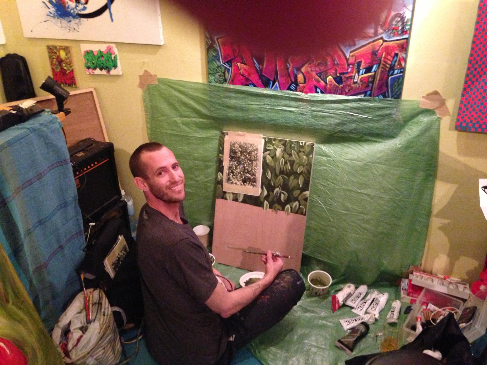 Painting next to amplifiers and kick drums is the best!! Nothing like live music to keep you motivated.