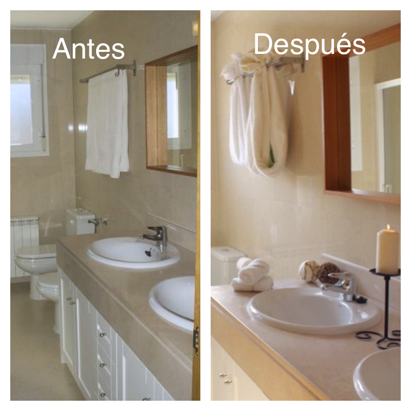 De un simple baño a el mismo baño pero con más luz y mucha más personalidad . 
