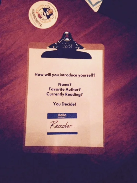 The welcome sheet at Bookish Happy Hour.