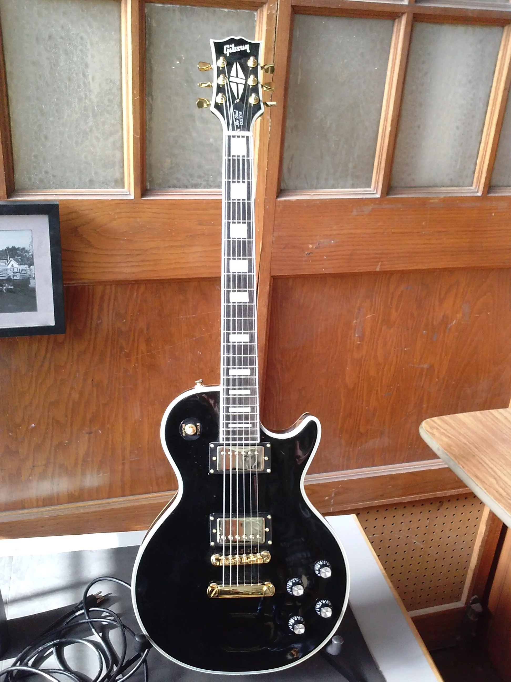 Fake Gibson Les Paul spotted at GTS, Tulsa guitar repair.