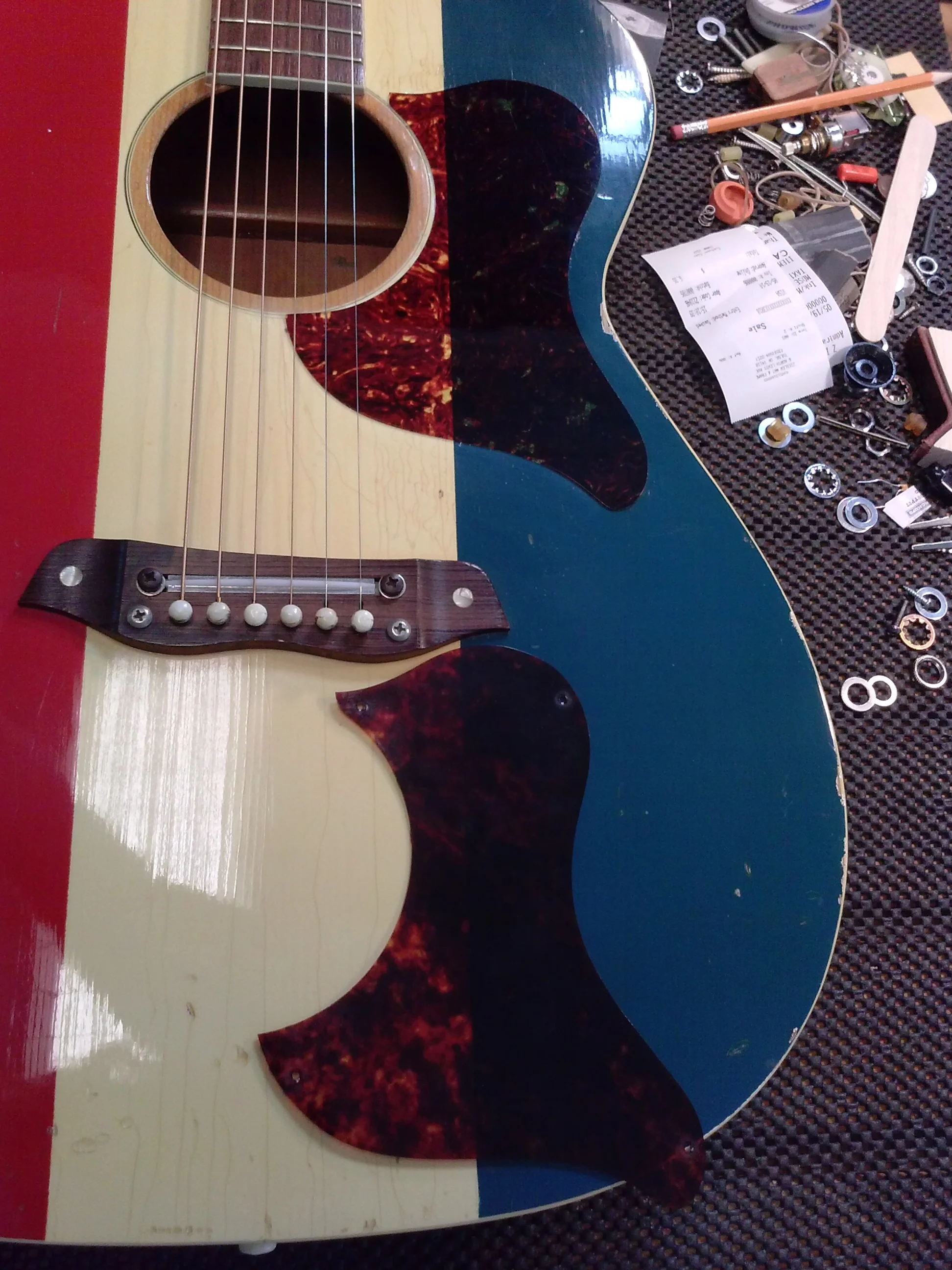 "Together....again....." Justin and his Buck Owens Harmony — Guitar