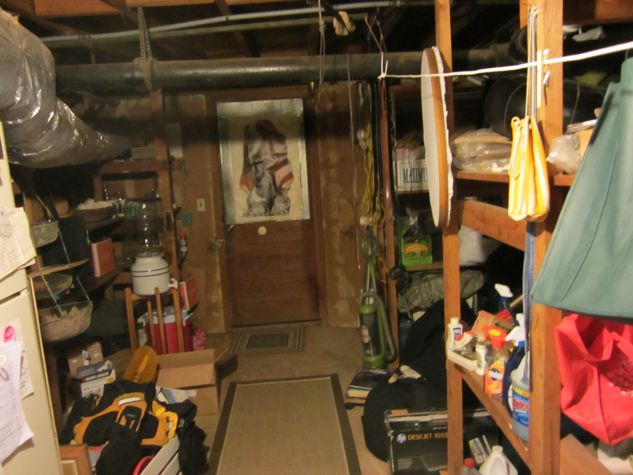 Basement full of items to be sorted