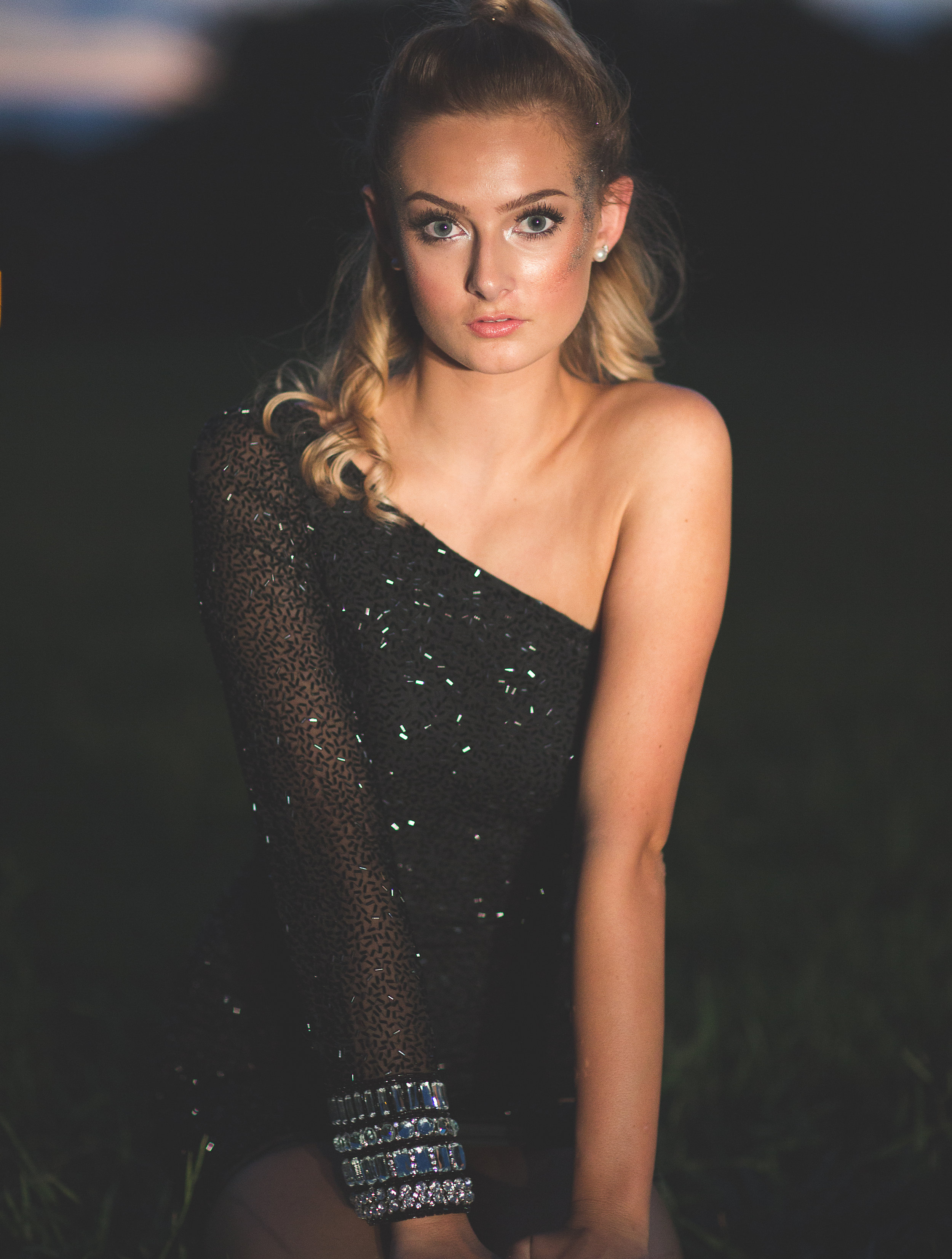 Sparkly Black One Shoulder Semi Formal Homecoming Dress