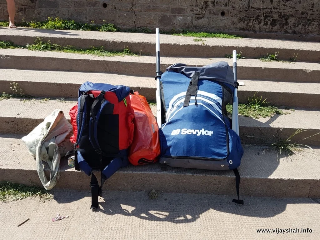 Our canoe and all our gear packed down. Easily transportable on our backs.