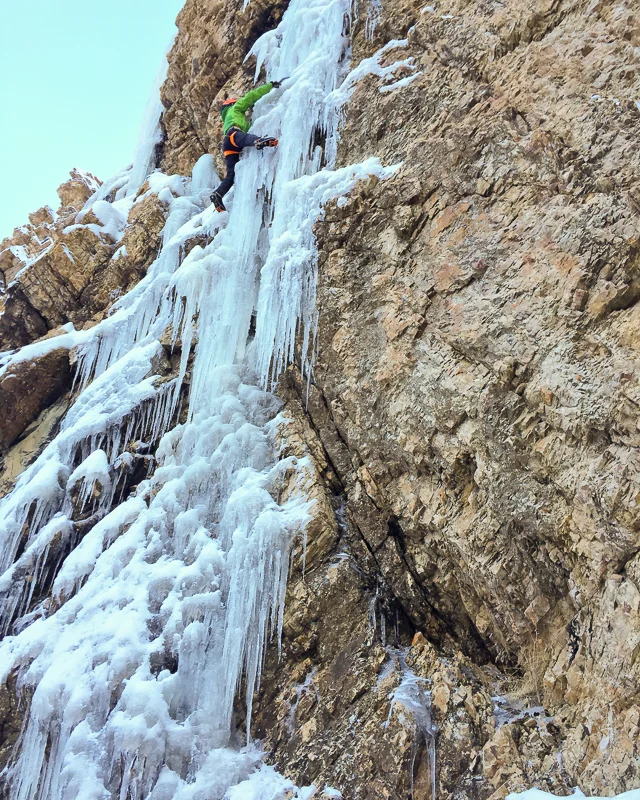 Tom Adams on Storm Mountain Falls .