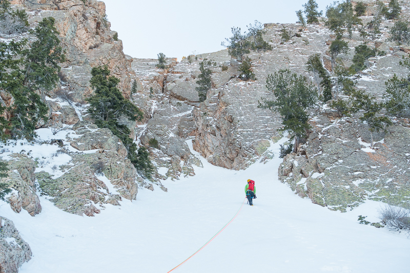 Still another 3-400’ of snow to the start of the route.