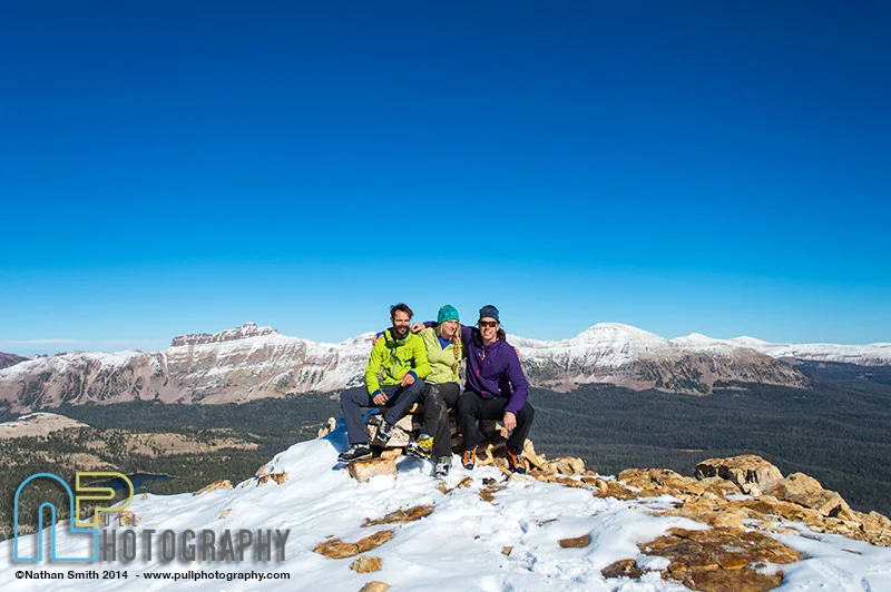Scott Adamson, Angela VanWiemeersch and Nikki Smith on the Summit of Reids Peak, Uintas, Utah.