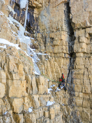 Jake Hirschi following the first ascent of Richochet Rabbit.