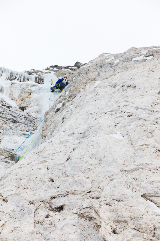 Nikki Smith on pitch 3 on the first ascent of Ice Giants.