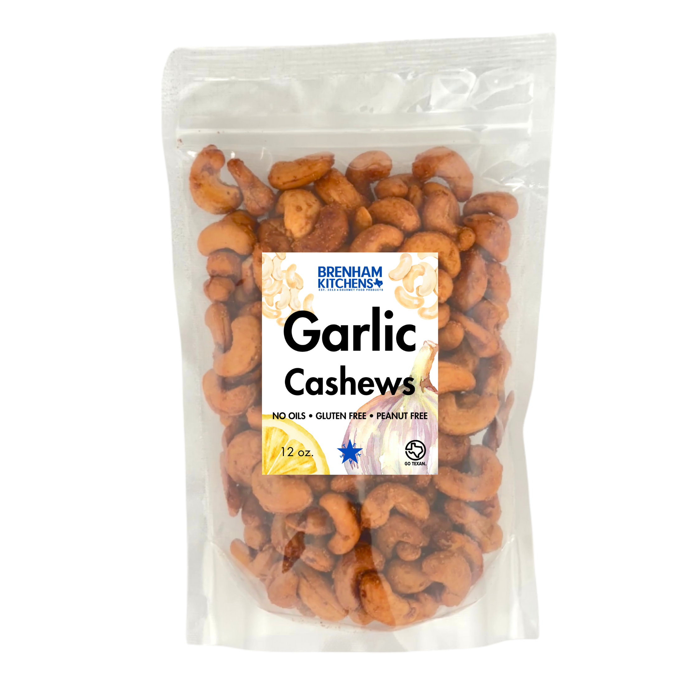 Garlic Cashews 12 oz. Bag.png