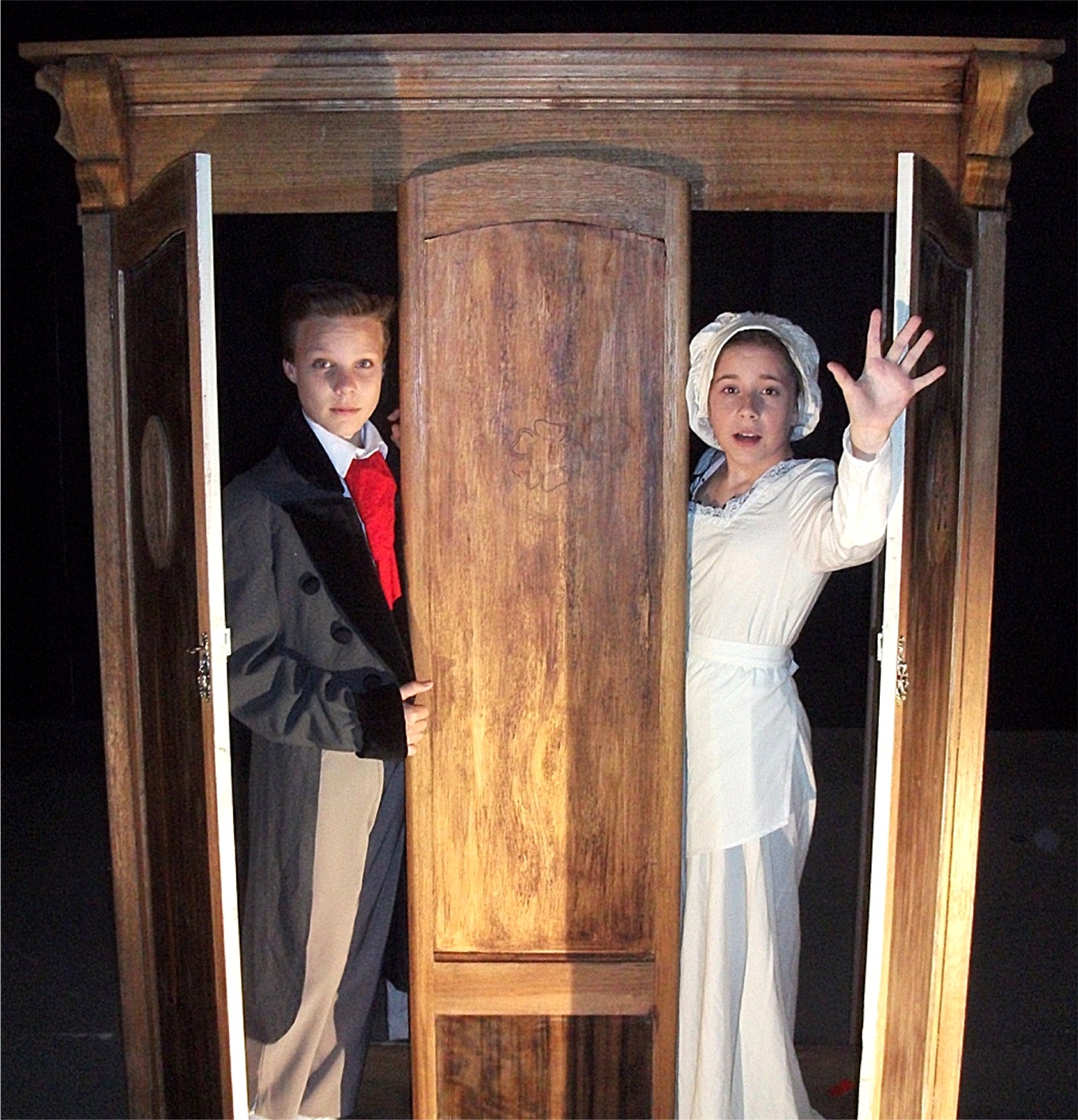 Luis Barnes, left, and Chloe Marlow are two of 23 actors aged between 11 and 17 appearing in The Wardrobe .