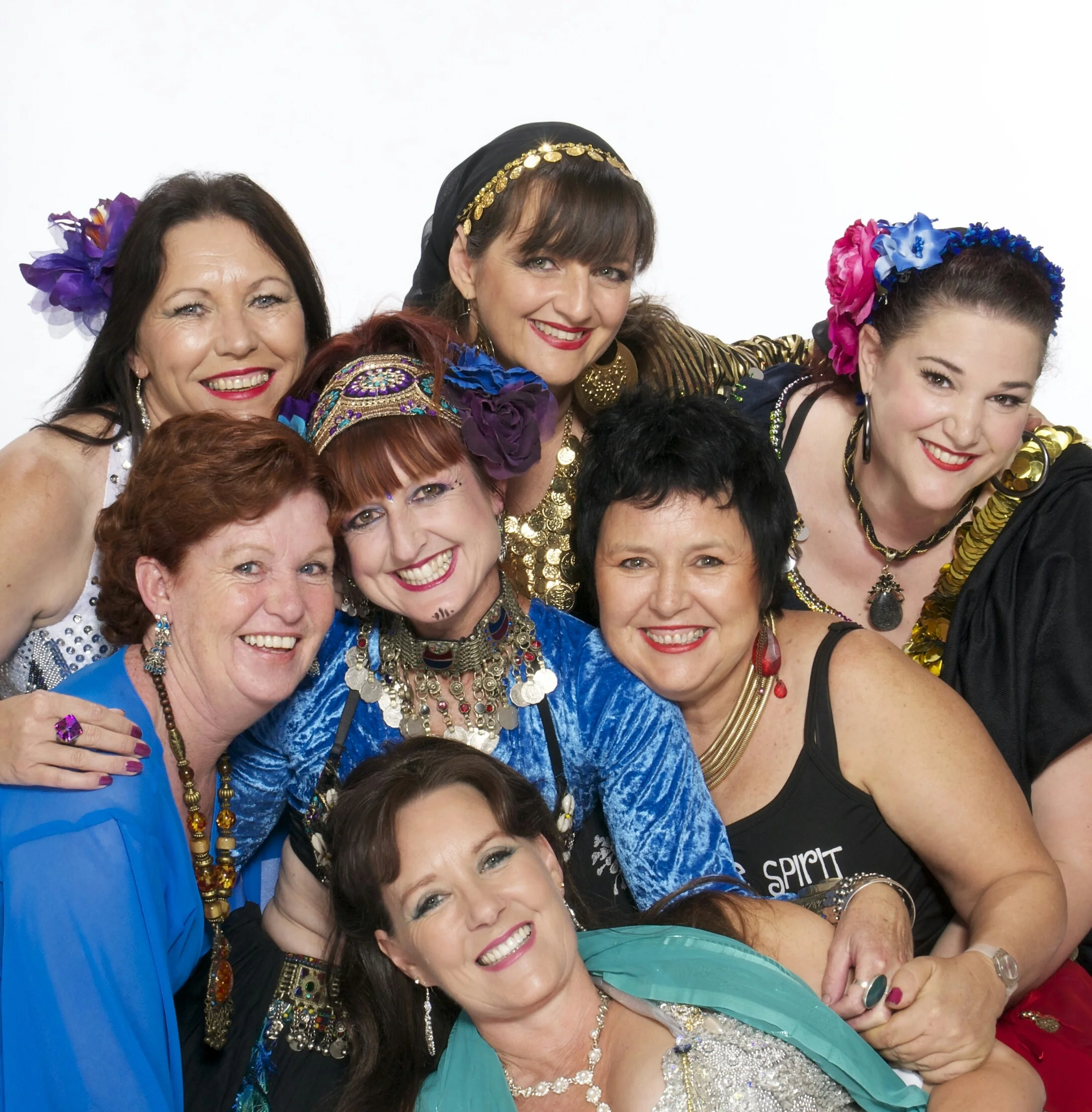 Clockwise from left: Julie Rankin, Min Adlide, Princess Fee, Lyn Annandale, Richelle Spencer and Marie Edwards are ready to celebrate all things bellydance at the Free Spirit Fusion Festival .