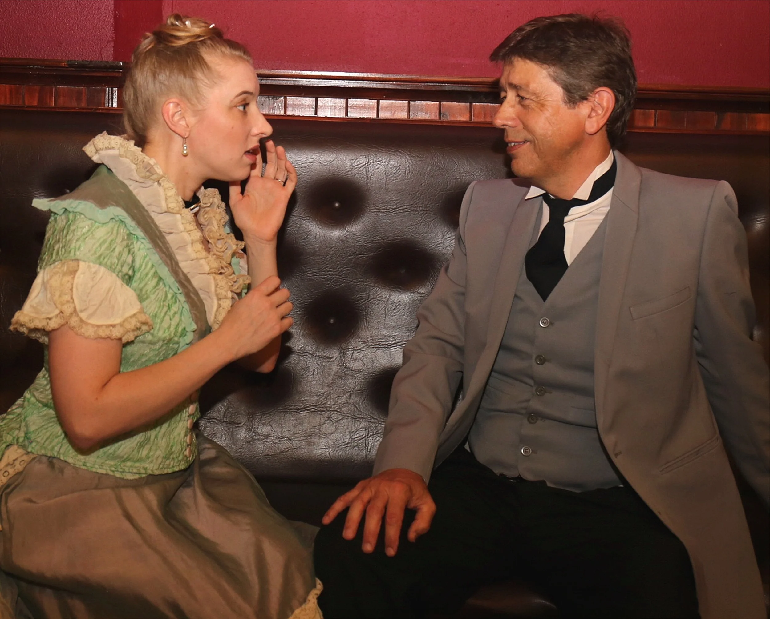 Inspector Rough (Chris Juckes, right) comes to the aid of Bella (Emma Shaw) in Gaslight at Limelight Theatre.