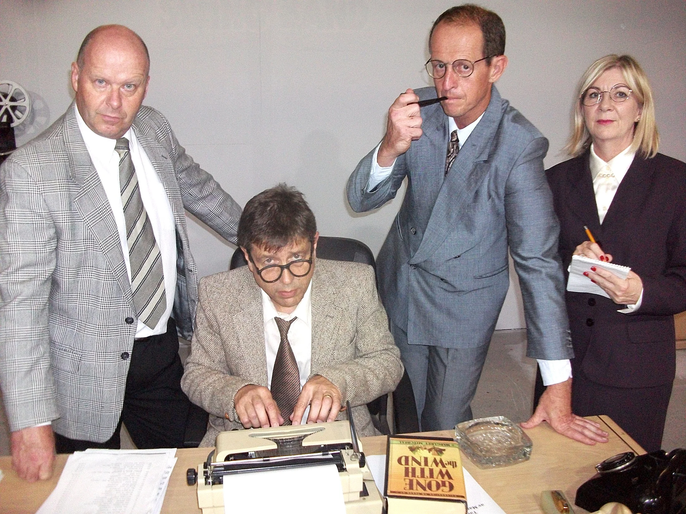 Andrew Govey, left, Chris Juckes, Tim Fraser and Christine Smith are appearing in Moonlight and Magnolias , a play about writing the screenplay for Gone With The Wind in five days.