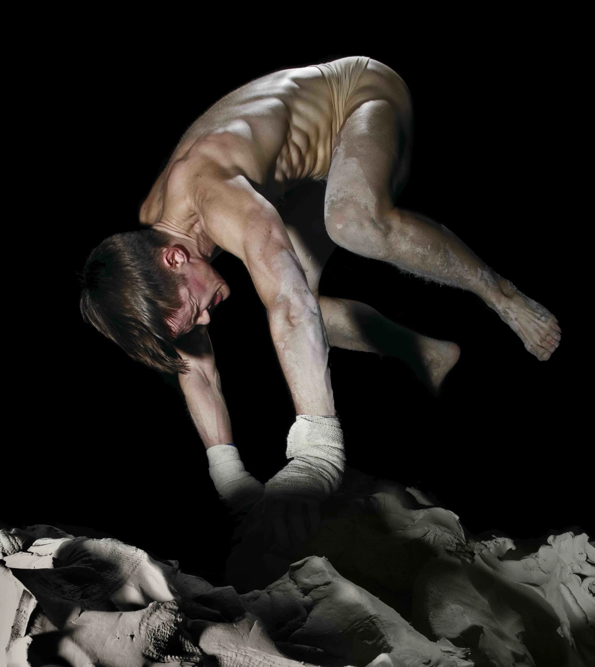 Cassils, Becoming An Image Performance Still No.3 , Edgy Woman Festival, Montreal 2013. Photo by Cassils and Alejandro Santiago (24 X 36 in.)