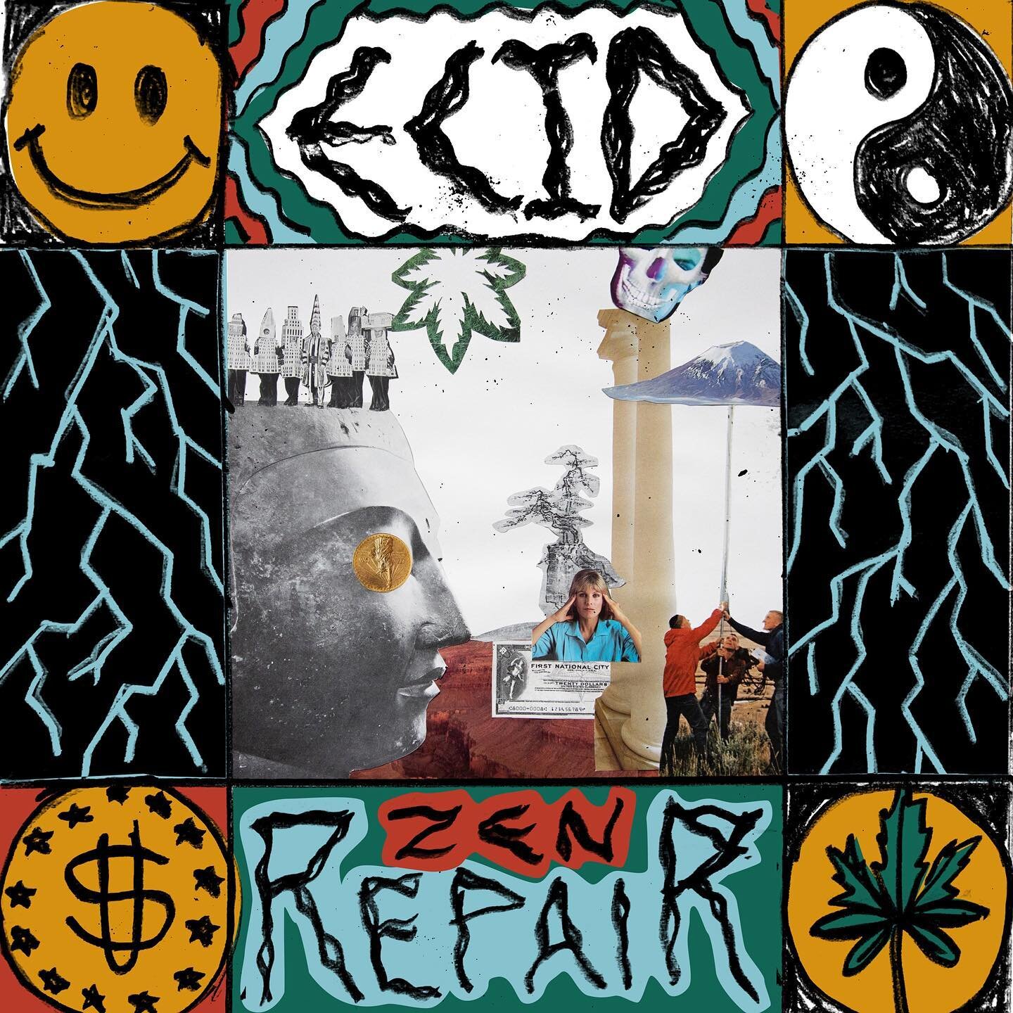 Just came across these early drafts of the Zen Repair cover art by @andymcalpinedesign !

It all started with a series of collage&rsquo;s my homie @derekweisberg put together in late 2019 (in the before times)&hellip;.At the time I had a chunk of tra