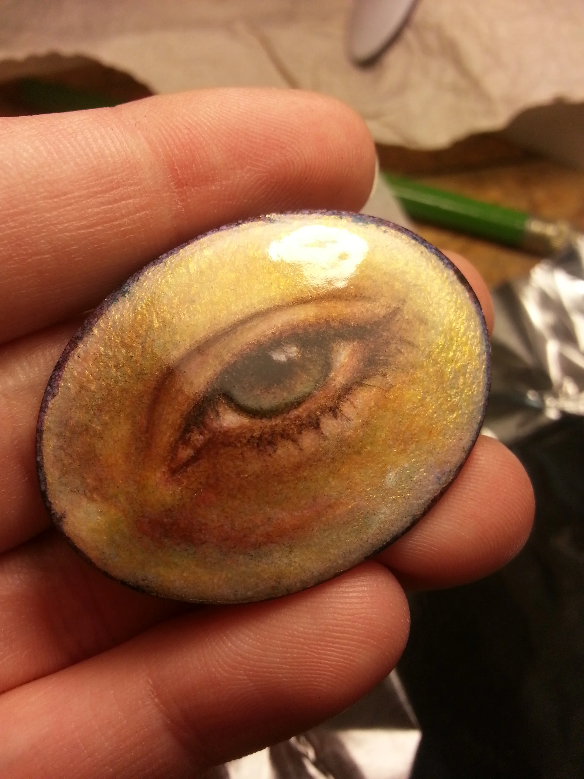 I like that the crinkles in the gold foil sort of look like skin.