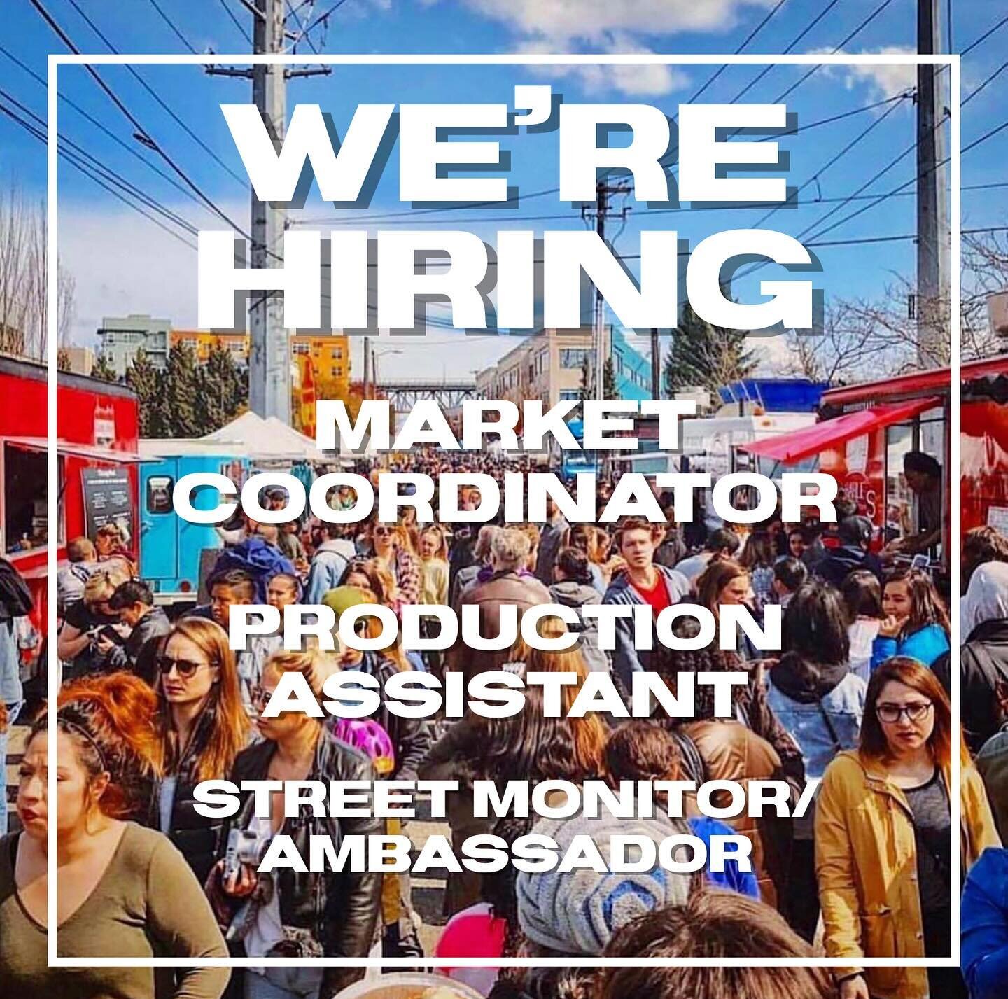 WE&rsquo;RE HIRING! Love supporting your small business community, working outdoors and love people? Join the team this Spring at Northwest Marketplaces on weekends part-time for our Summer season. Many of our full-time staff get their start curbside