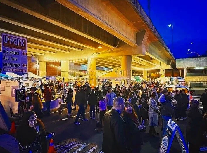 Night timin&rsquo; fun! Grab your friends and join our @seattlenightmarkets under the Fremont Bridge this Sat., 28th from 5-10pm for our largest market! Catch street food, vintage clothing, makers and @shutterbusco w/ DJ @rpeeezy. Its free and family