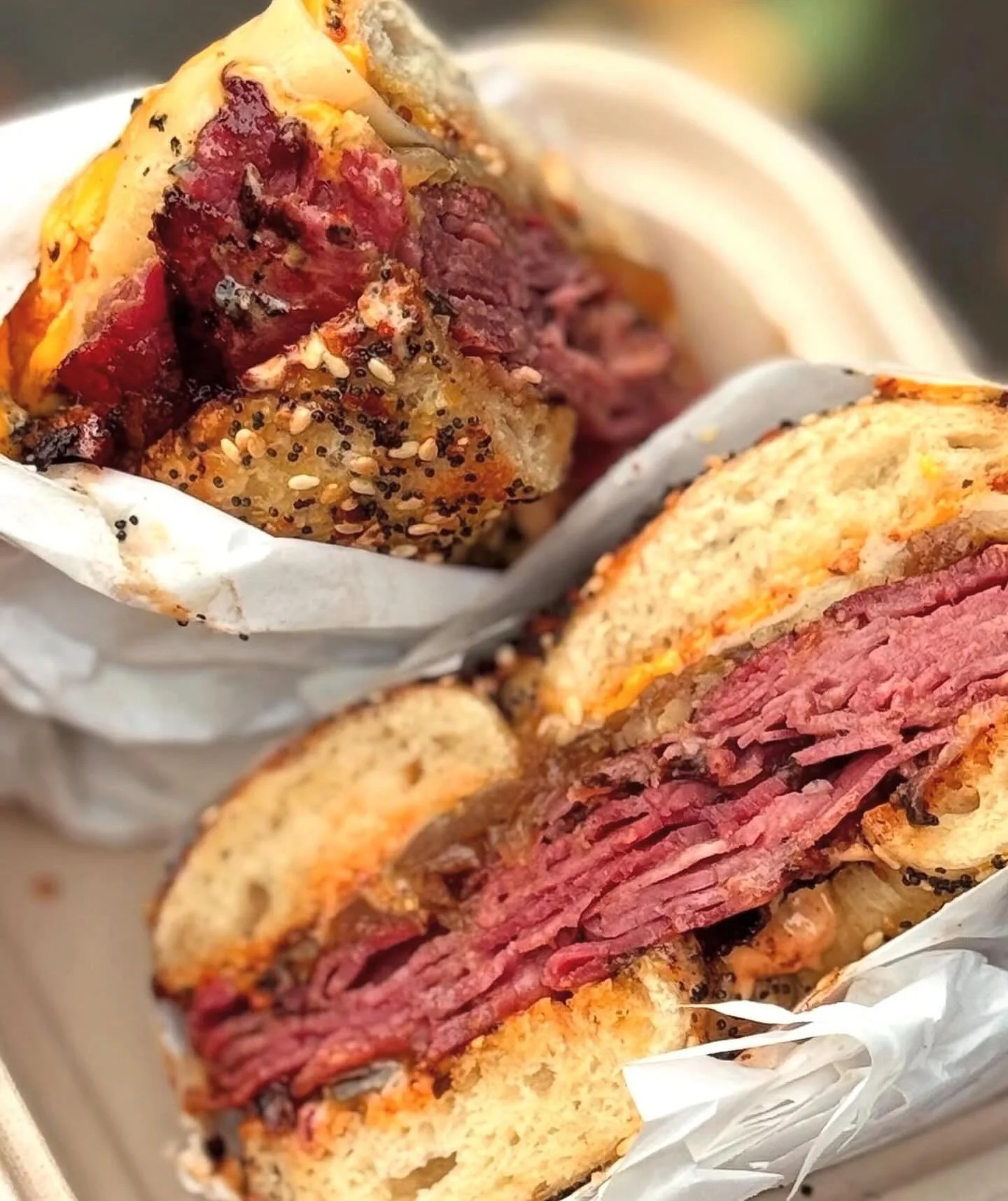 Curbside brunch is back on Canal Street, so come on down and enjoy @sullyeatswa irresistibly delicious Pastrami Mami Sammy