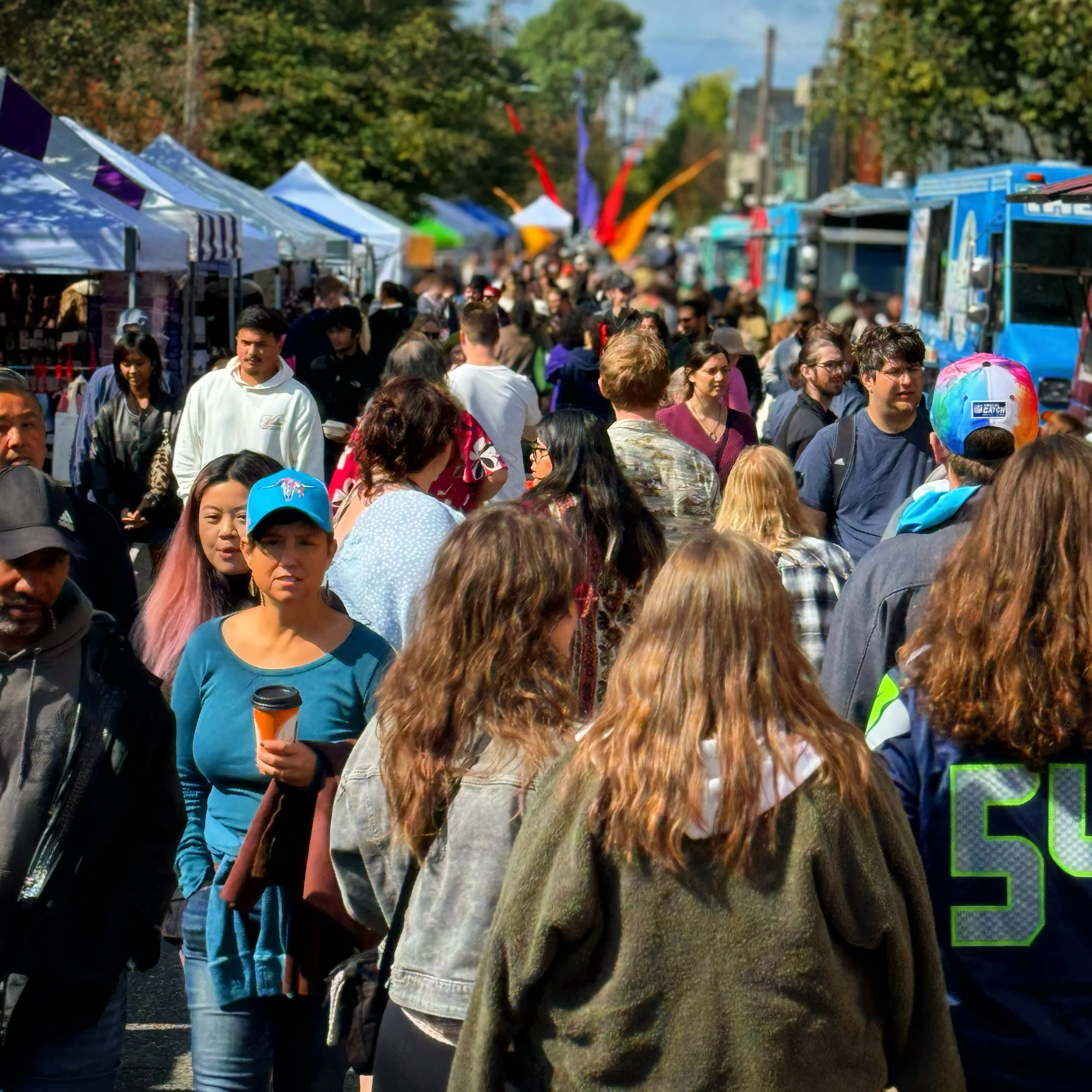 Fremont Sunday Market mural and sign cluster