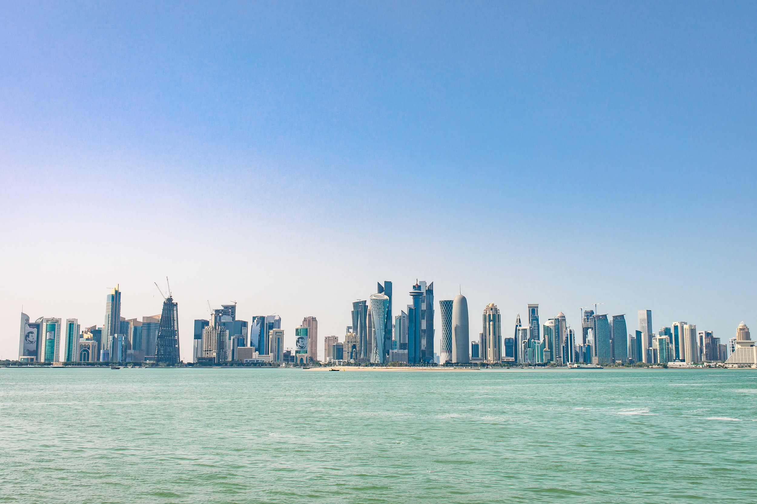  The futuristic skyline of Doha.  