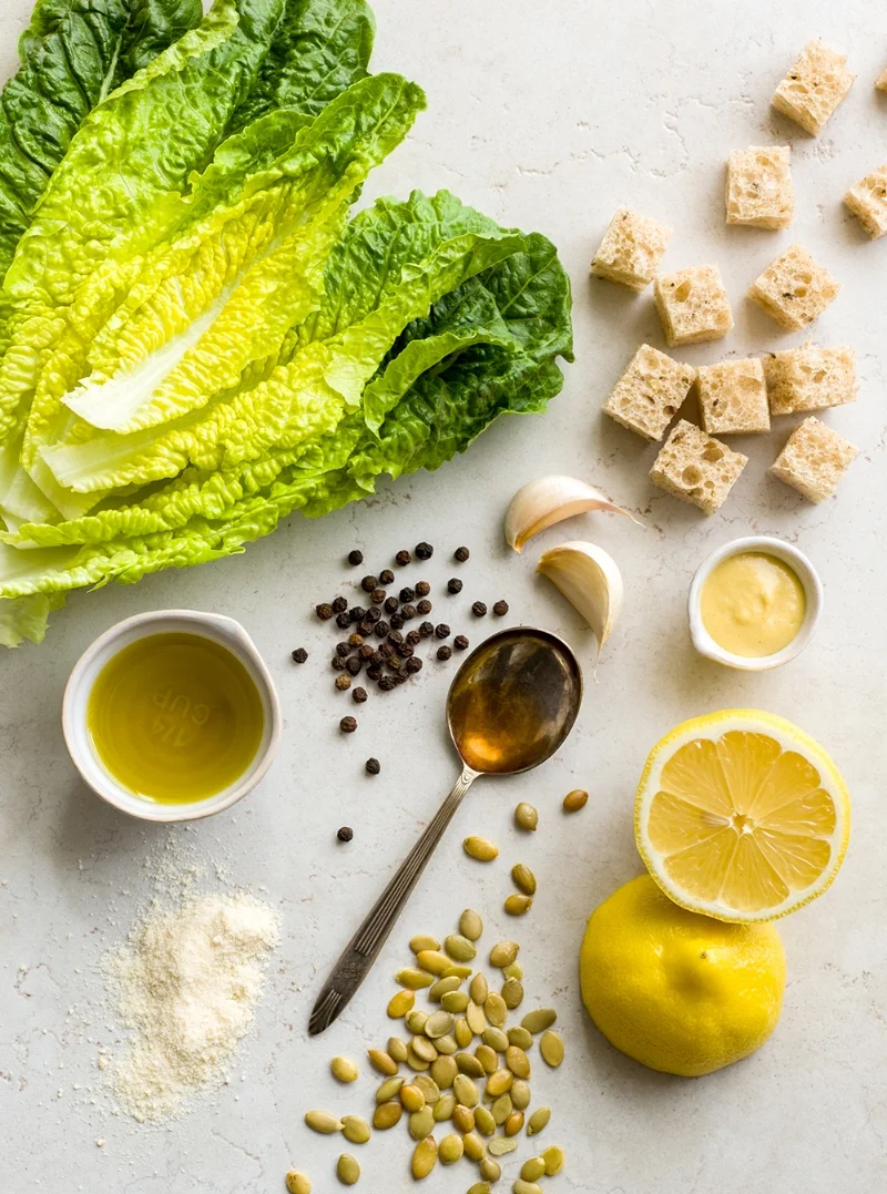Vegan Caesar Salad Ingredients | Amy Roth Photo for The Cheesy Vegan Cookbook