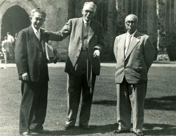 Bernard Leach with Shoji Hamada & Soetsu Yanagi, Dartington 1952