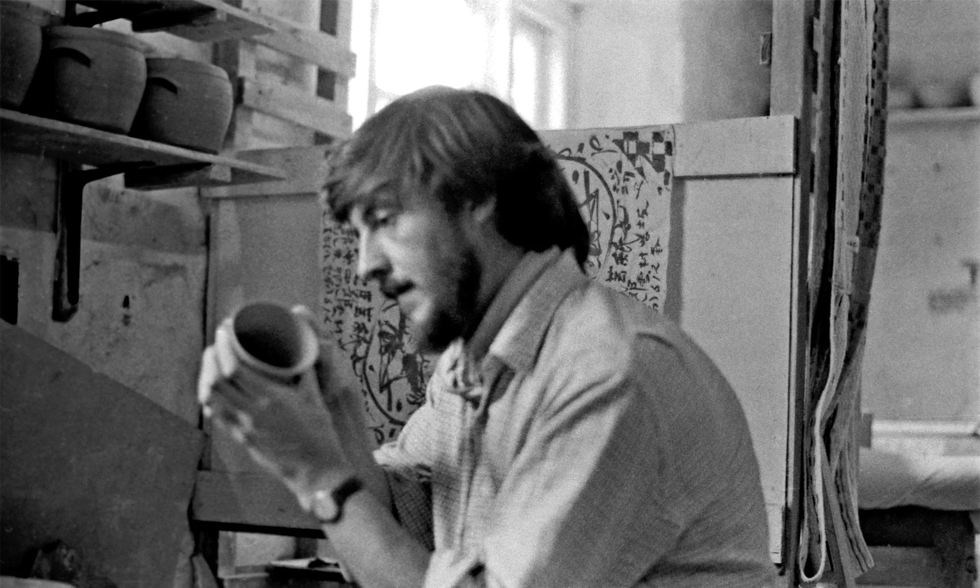 Trevor Corser at work in the Leach Pottery. Photograph: Marie Yates