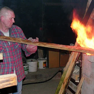 Jim Firing his kiln