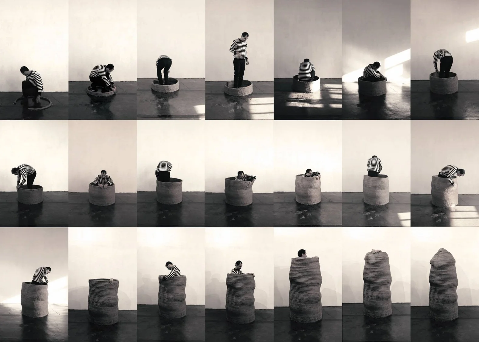 Majid Ziaee, Aporia, Clay performance, 200 x 80 x 80 cm