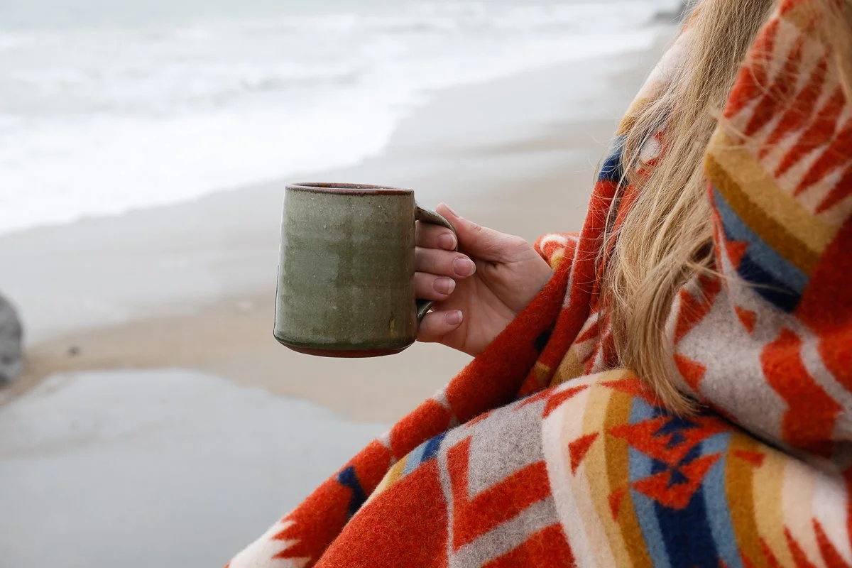 Ash Glazed Large Mug (blanket from Seven Stones, Penzance)